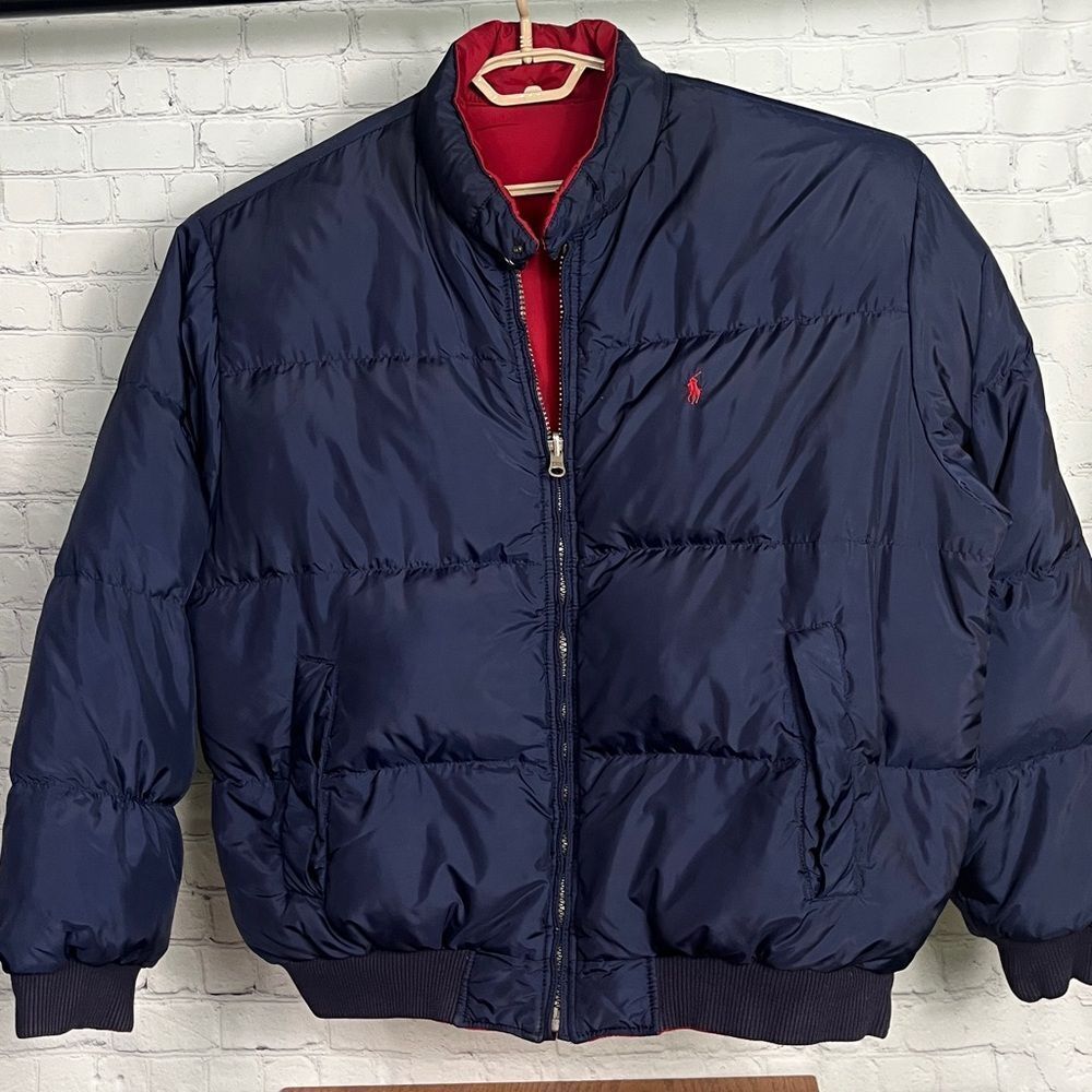 Polo Ralph Lauren Vintage Men’s Jacket Down Puffer Coat Blue Red Reversible XL